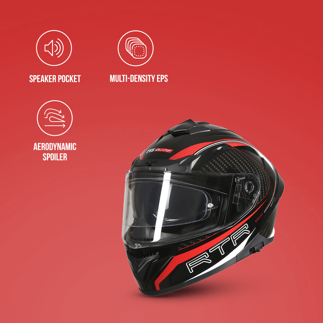 TVS Racing Hurricane Helmet Full-Face, Aerodynamic Design